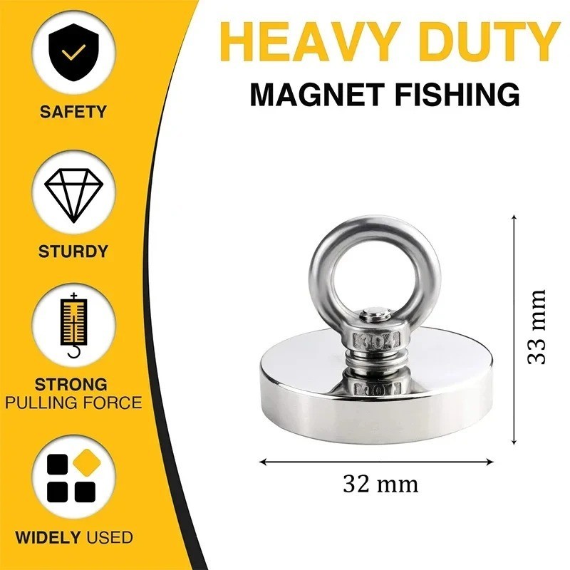N52 Rare Earth Magnet Eyebolt Salvage Fishing Lifting Tool Heavy Duty