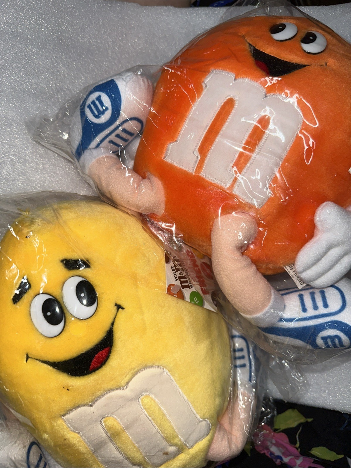 Yellow M&M Orange M&M Plush Toys VTG 1987 Fun Friend M&M Mars Caltoy Inc NWT
