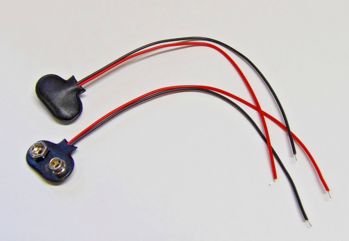 (2) - 9 Volt Battery Connector - "T" Type - with 6" Leads - Qty (2)