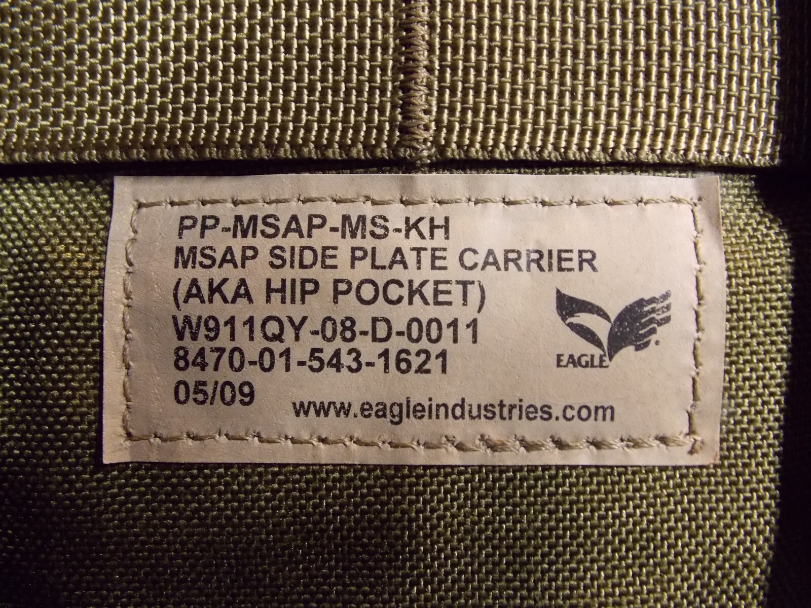 Military Issue MOLLE MSAP Side Plate Carrier Khaki Eagle Industries