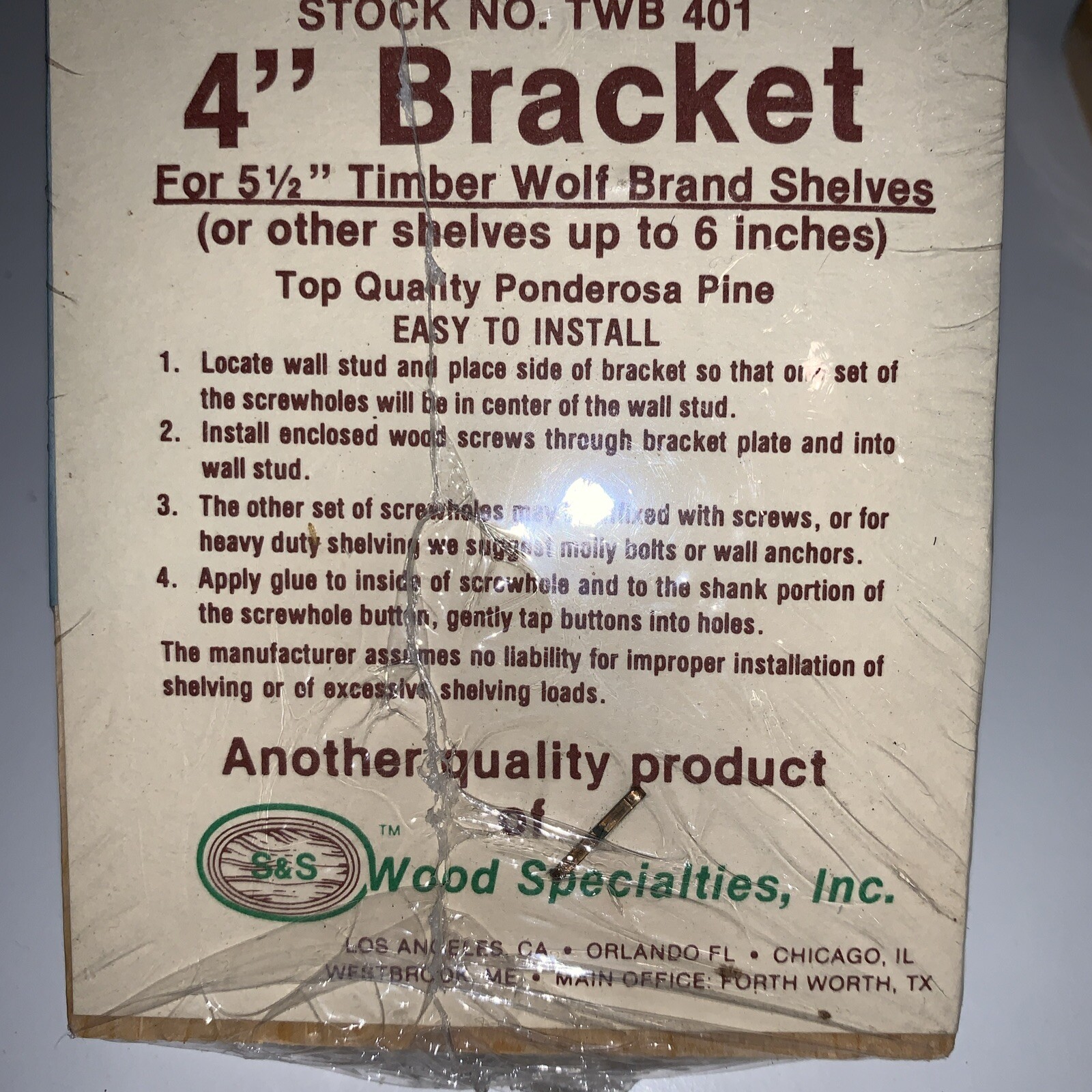 2 - New Timber Wolf Solid Wood 4" Shelf Brackets Ponderosa Pine
