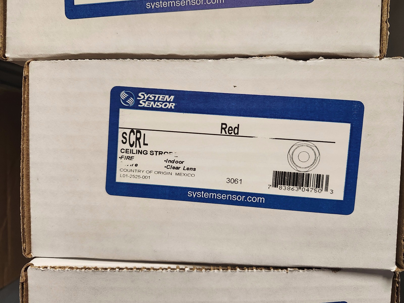 System Sensor "L" Series, #SCRL, Strobe Only, 12/24 VDC, Red, Ceiling Mount