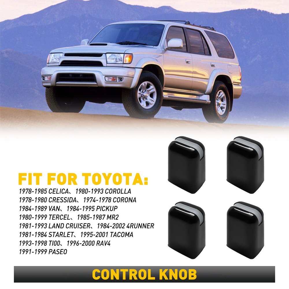 For Toyota AC Heater Knob 4Runner Pickup RAV4 Land Cruiser Tacoma 4pcs Black HUS