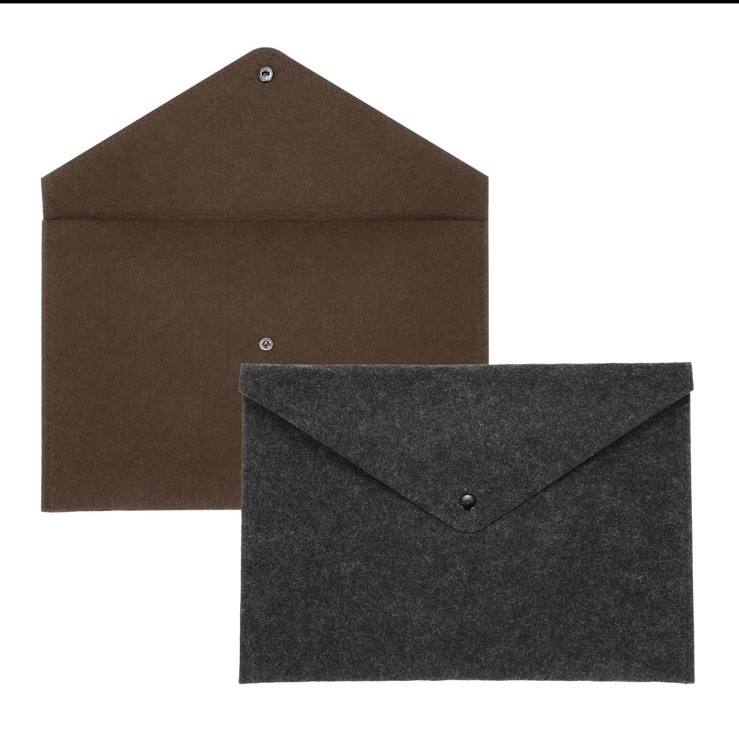 2Pcs Felt File Folders, Folder File Document with Button(Dark Brown/Black)