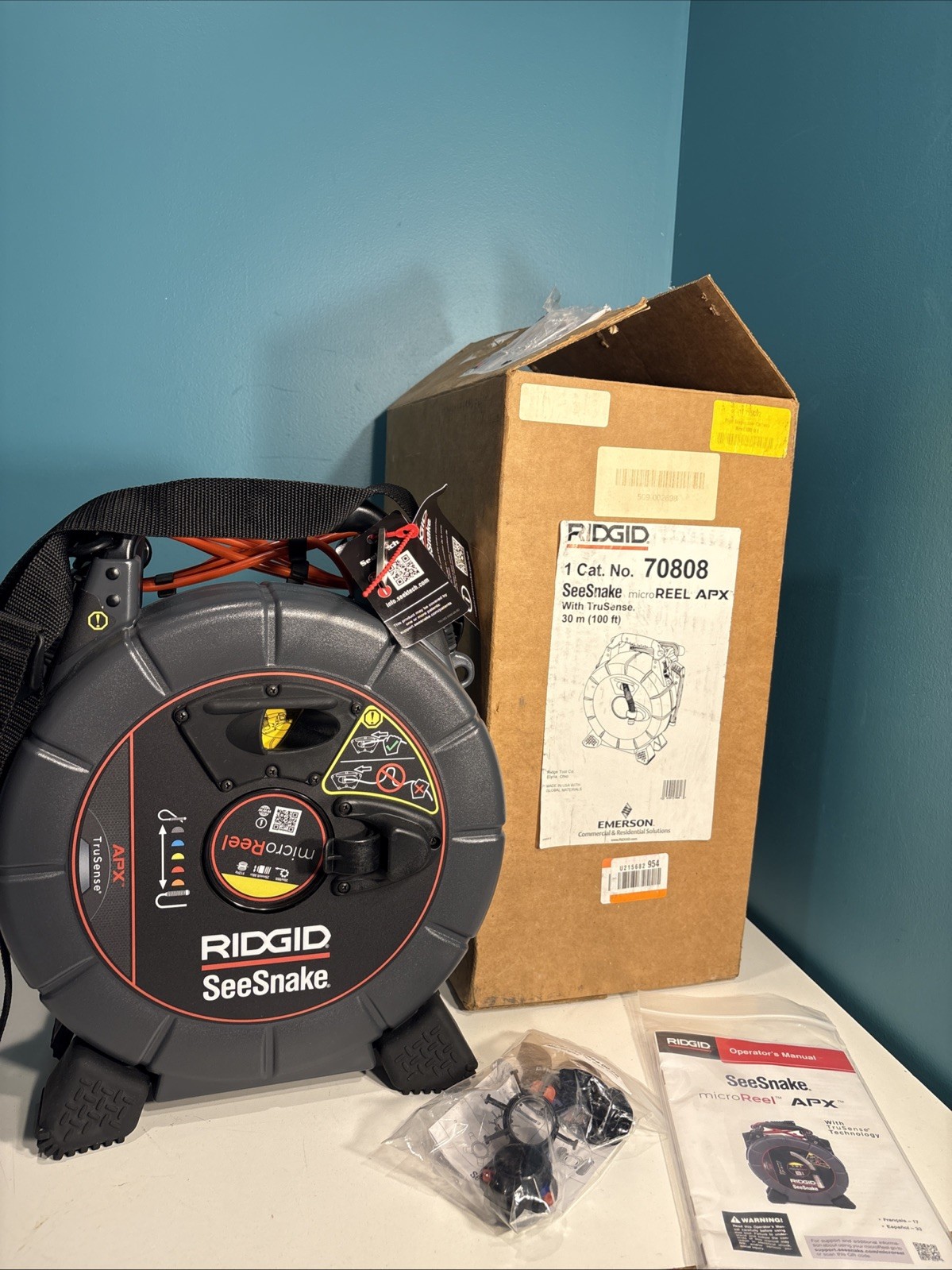 Ridgid Seesnake MicroReel APX 70808 TruSense Self Leveling 99' Cable  NEVER USED