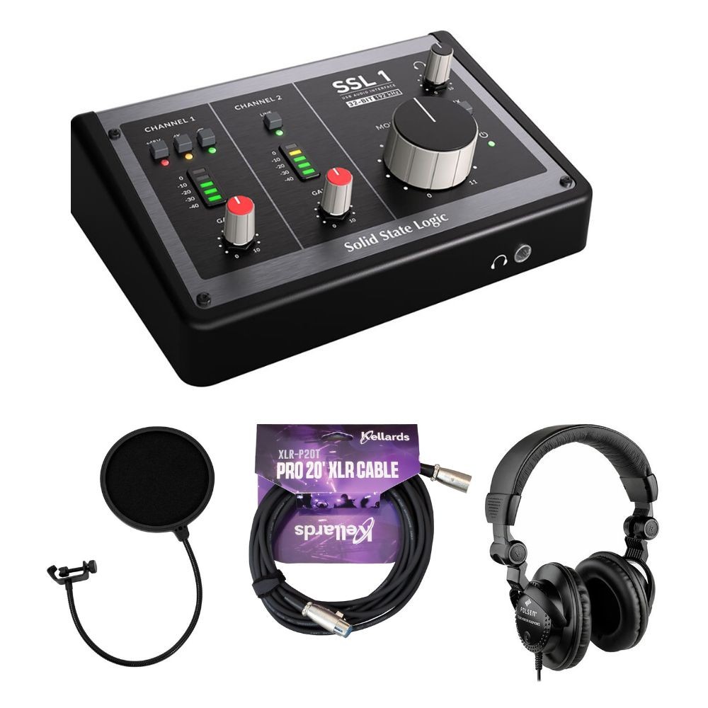 Solid State Logic SSL 2 USB-C Audio Interface Bundle w/ Headphones, XLR