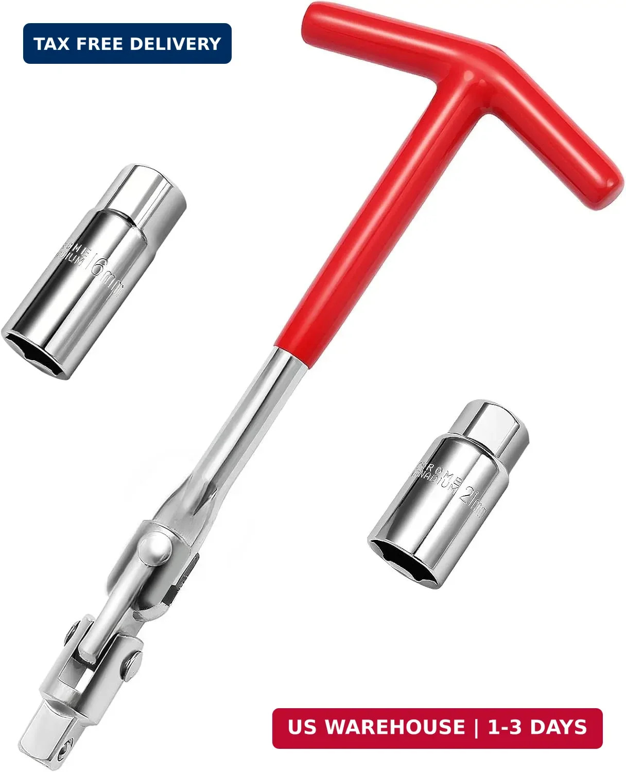 3Pcs Spark Plug Socket Wrench Set T-Handle 5/8" 13/16" Motorcycle Lawn Mower