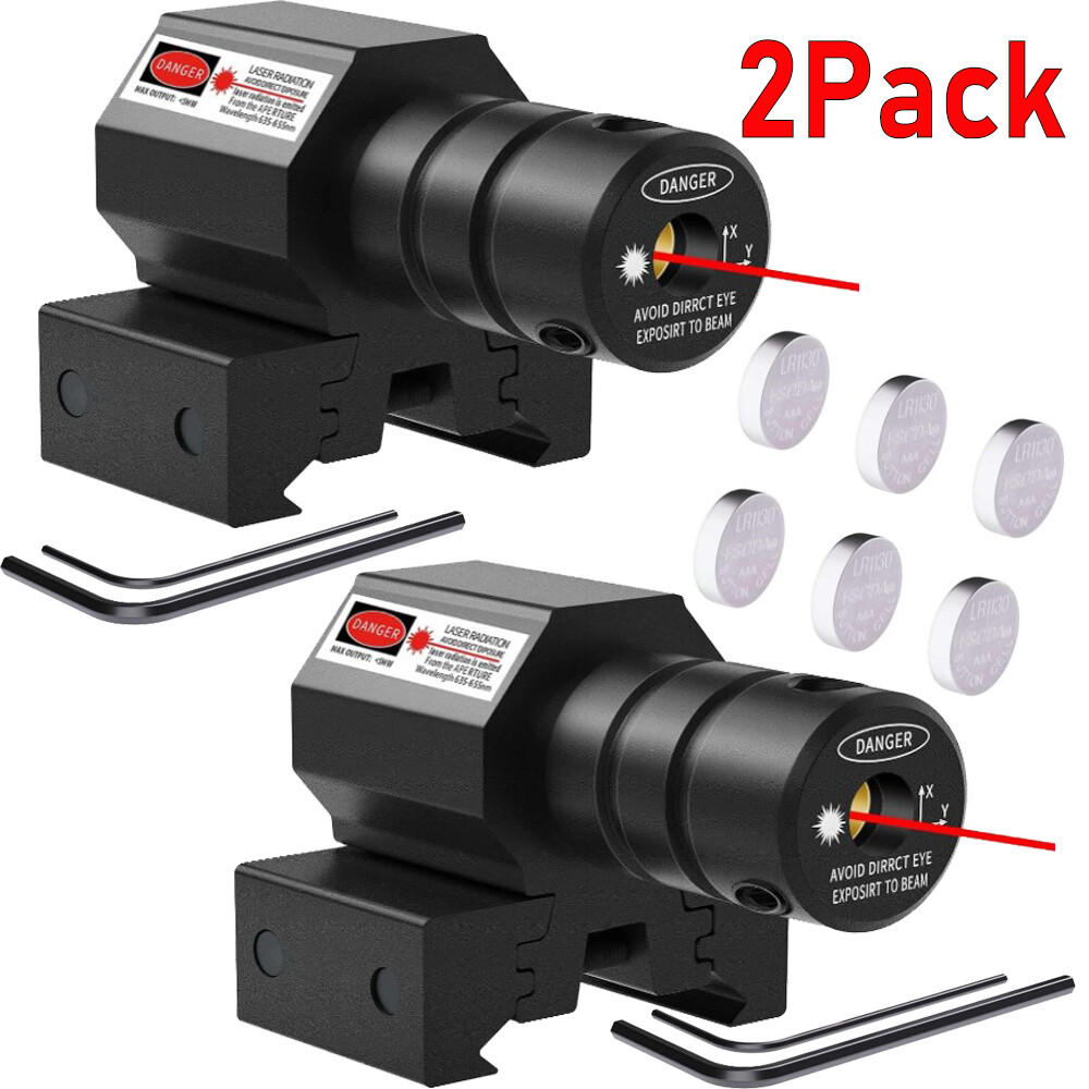 2Pcs Red Dot Laser Sight 11/20mm Picatinny Rail Mount For Pistol Air-gun Rifle