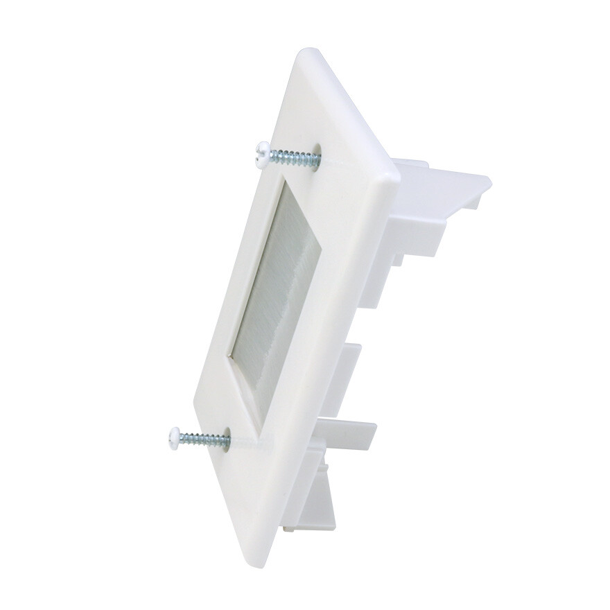 Construct Pro Cable Management Brush Plate (Dog-Ear Installation Tabs, White)