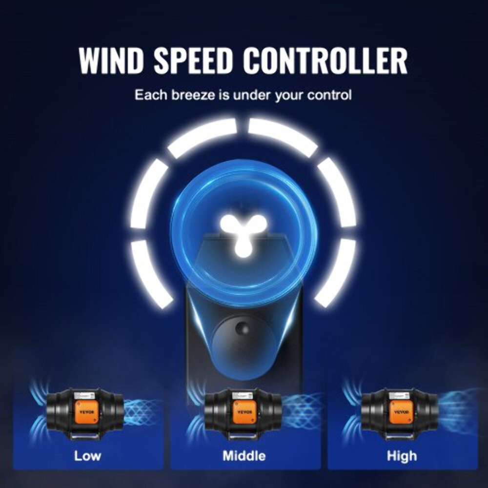 Inline Duct Fan 6Inch 400 CFM with Variable Speed Controller Quiet