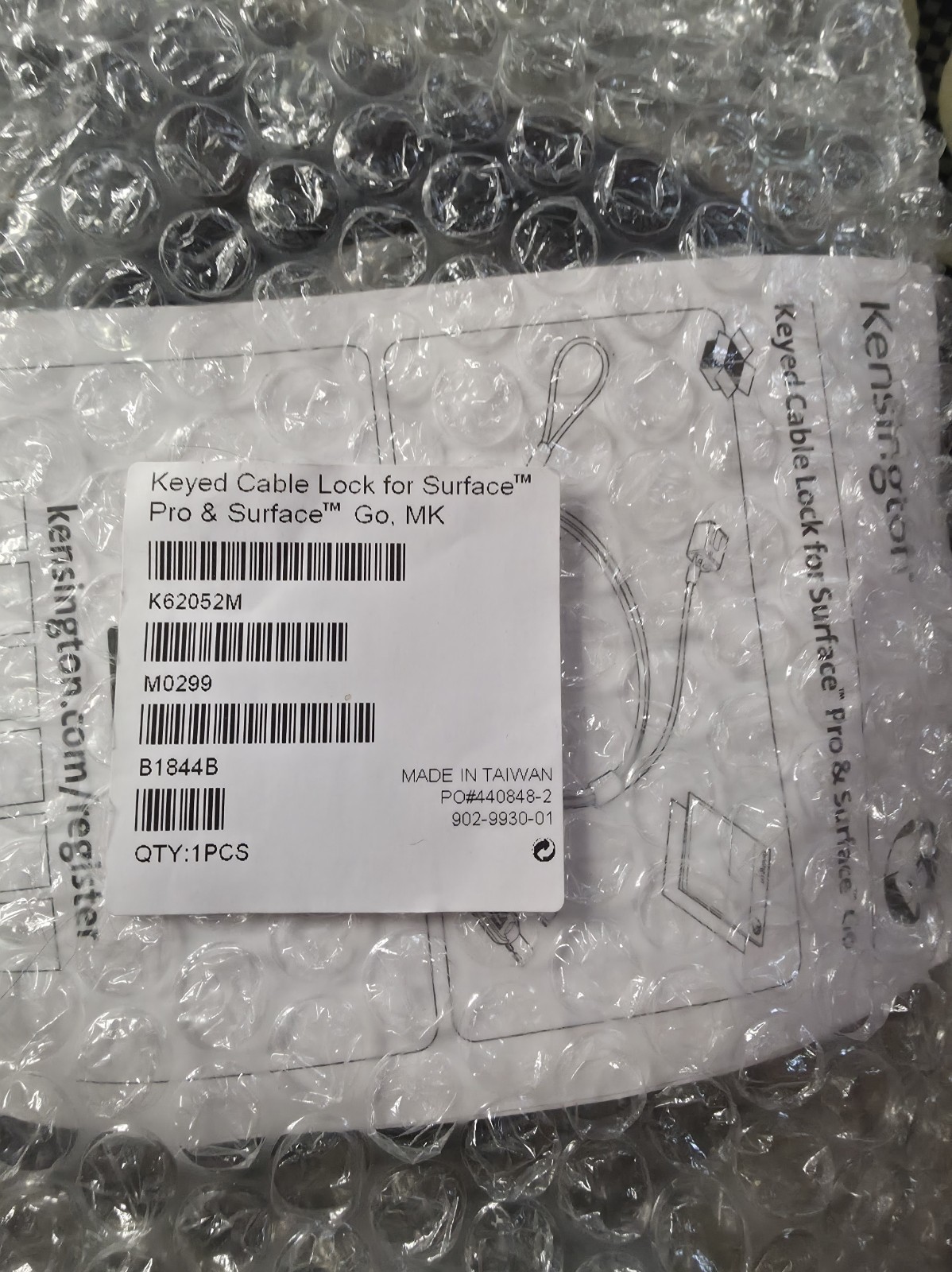 Kensington Microsoft Surface Pro Surface Go Keyed Cable Lock K62052M