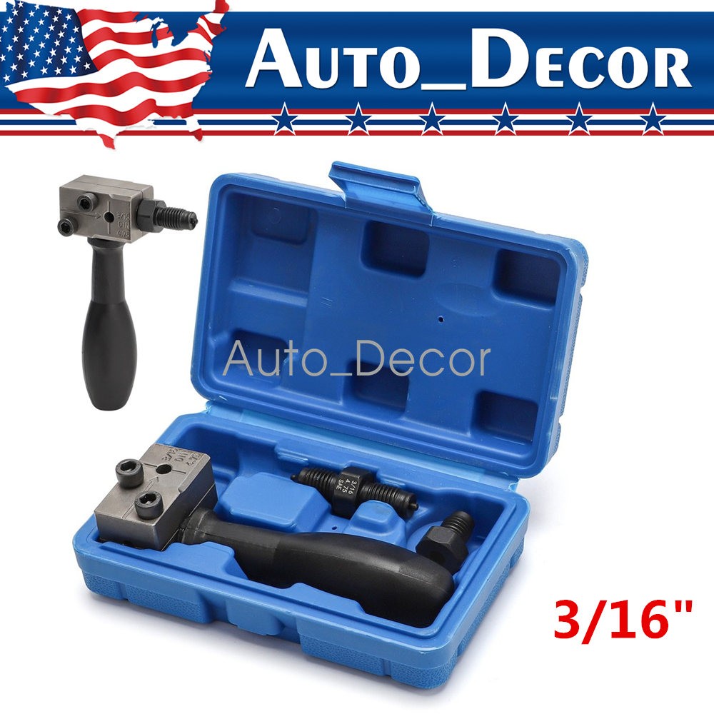 Car Brake Line Double Flaring Kit 3/16" 45° Handheld Pipe Flares Tool w/ Storage