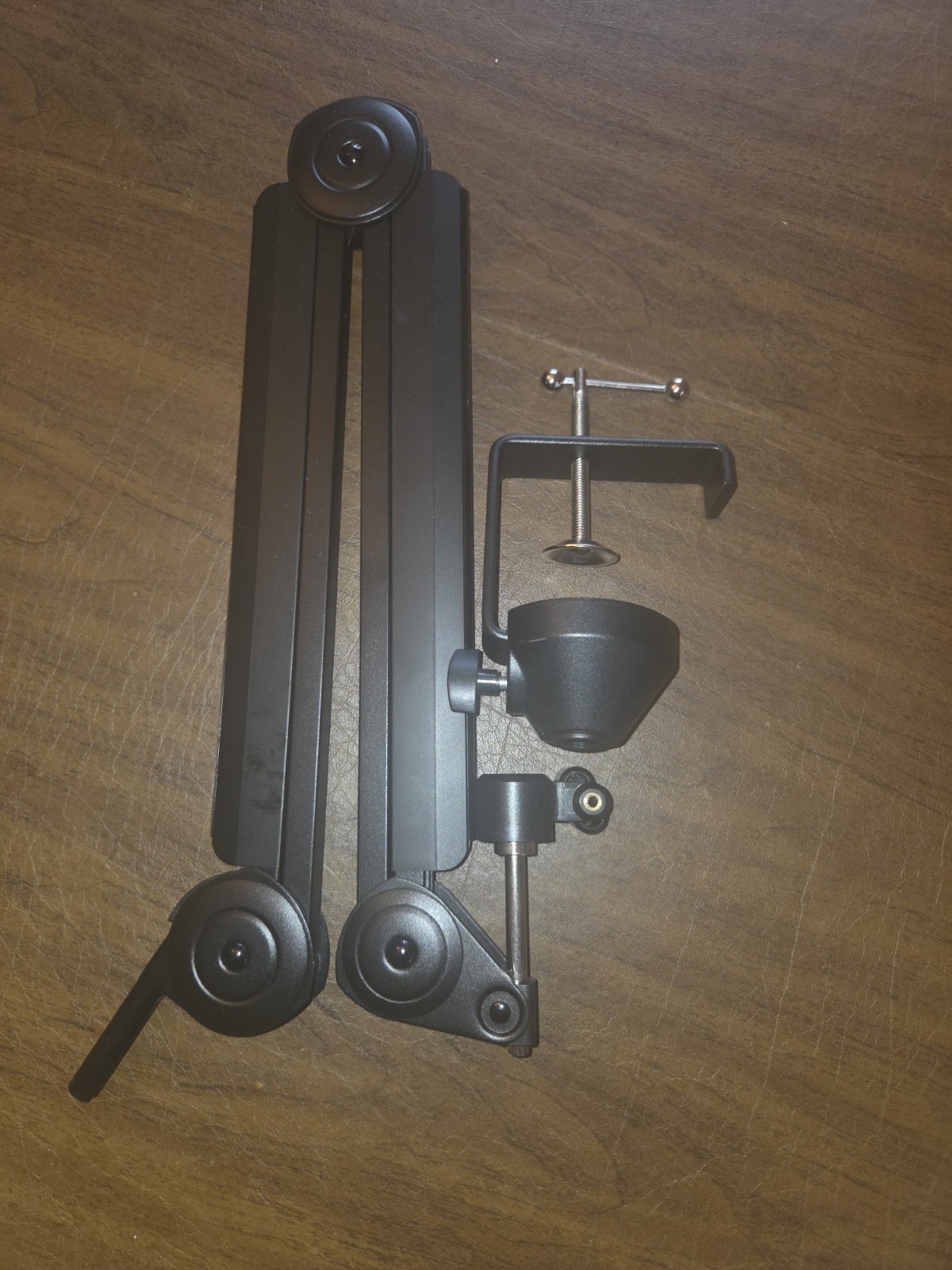 Black Height-Adjustable Microphone Boom Arm with Desk Clamp