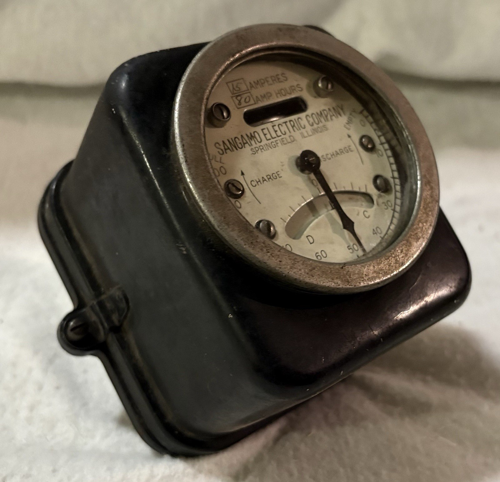 Antique Sangamo Ampere Hour Meter, Model MS, 1910-1920s