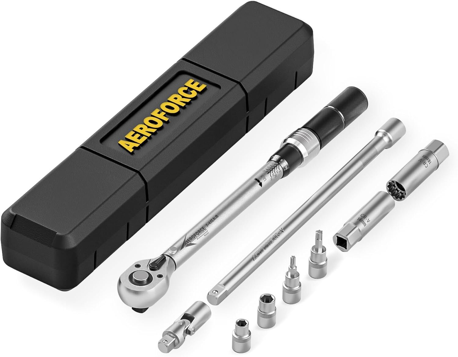 AEROFORCE 9Pcs 3/8-inch Drive Torque Wrench Set（5-45 Lb.ft/6.8-61.2 Nm）Professio