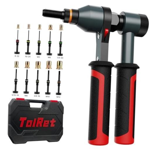 Rivet Nut Tool Rivet Nut Kit, Rivnut Tool Kit with 10 Metric and SAE black