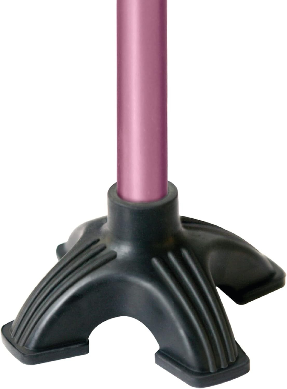 Rubber Cane Tip with Four Pronged Base for Stability and Balance Black