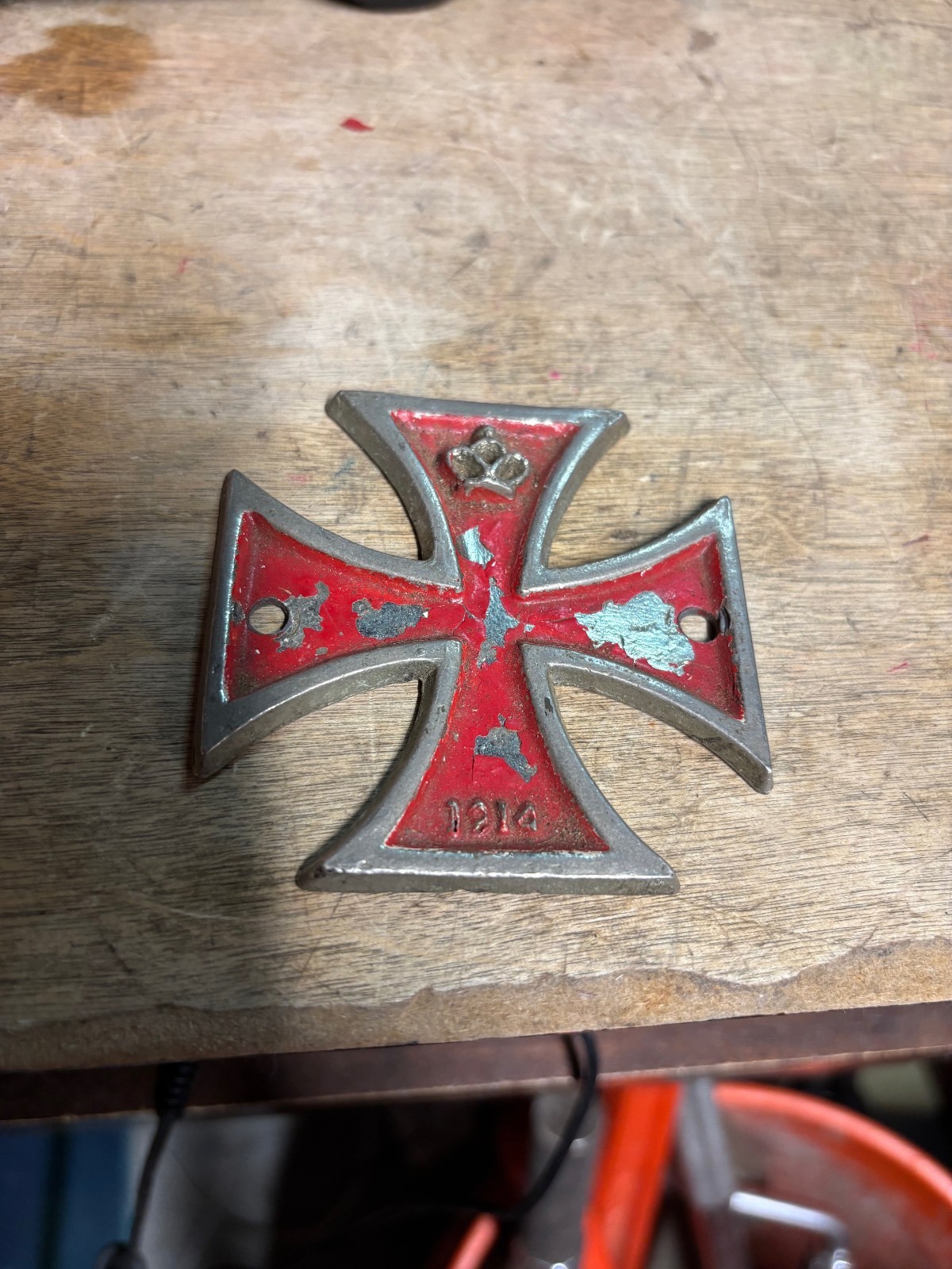 Vintage 1960's-70's Iron Cross Pendant 1914 Replica Cast Aluminum