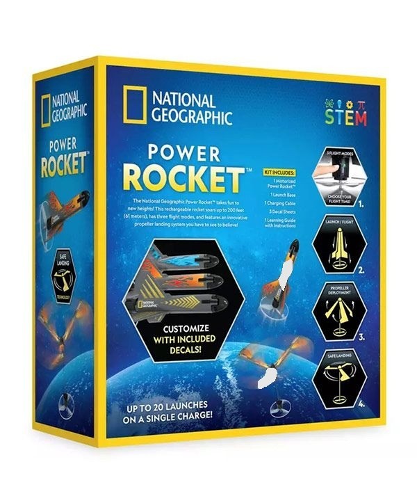 NATIONAL Geographic POWER Rocket MOTORIZED Launcher 200 FT BY Blue Marble NEW
