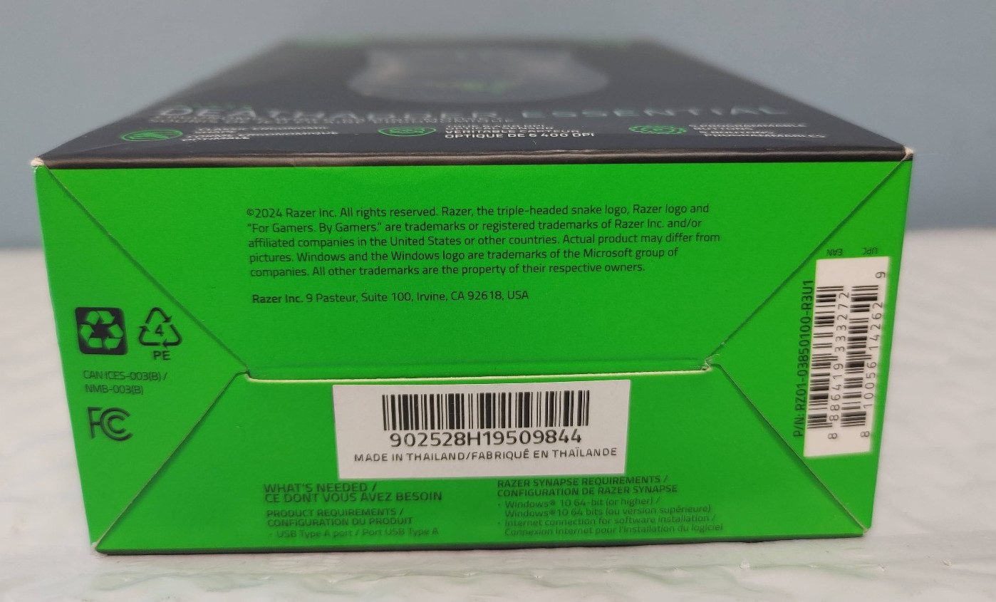 Razer DeathAdder Essential Wired Optical Gaming Mouse 6400 DPI - New! Sealed!