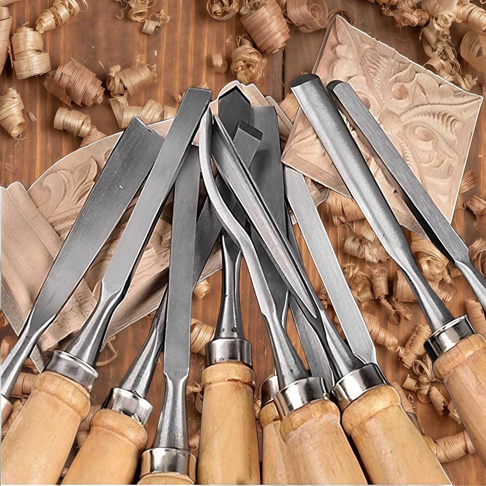 12 Piece Wood Carving Chisel Set Carbon Steel Woodworking Tools