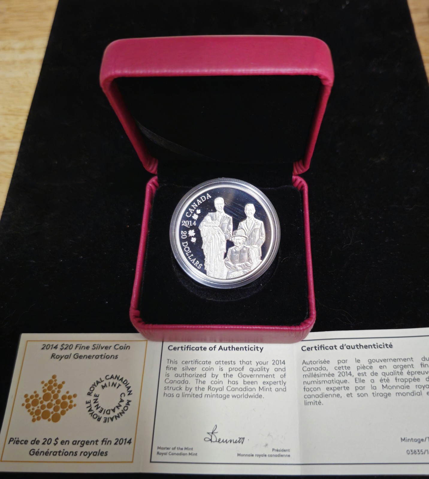 2014 Canada $20 Dollar Royal Generations Proof Fine  1oz .999 Silver Coin