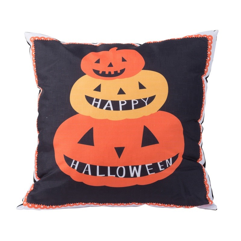 20x20" Halloween Pumpkin Pillow, Polyester Black w/ Orange Decor
