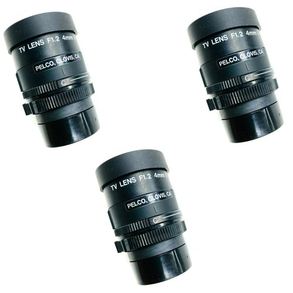 Pelco 13FA4 1/3" 4mm F 1.2 Fixed Focal Length TV Lens C747M 5/99, 3 PCS