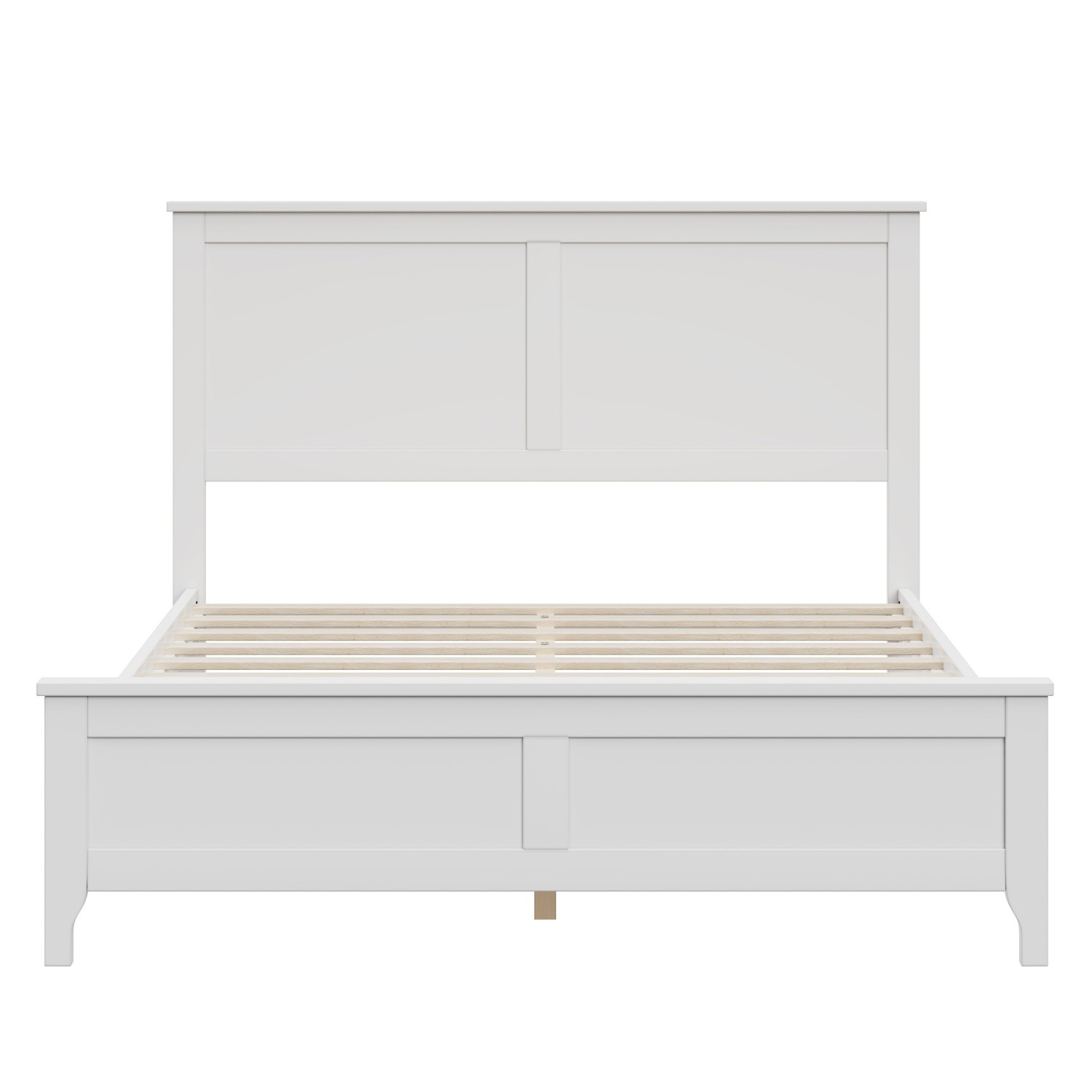 King/Full Size Platform Bed Frame Modern Wood Bedframe with Slats Support White