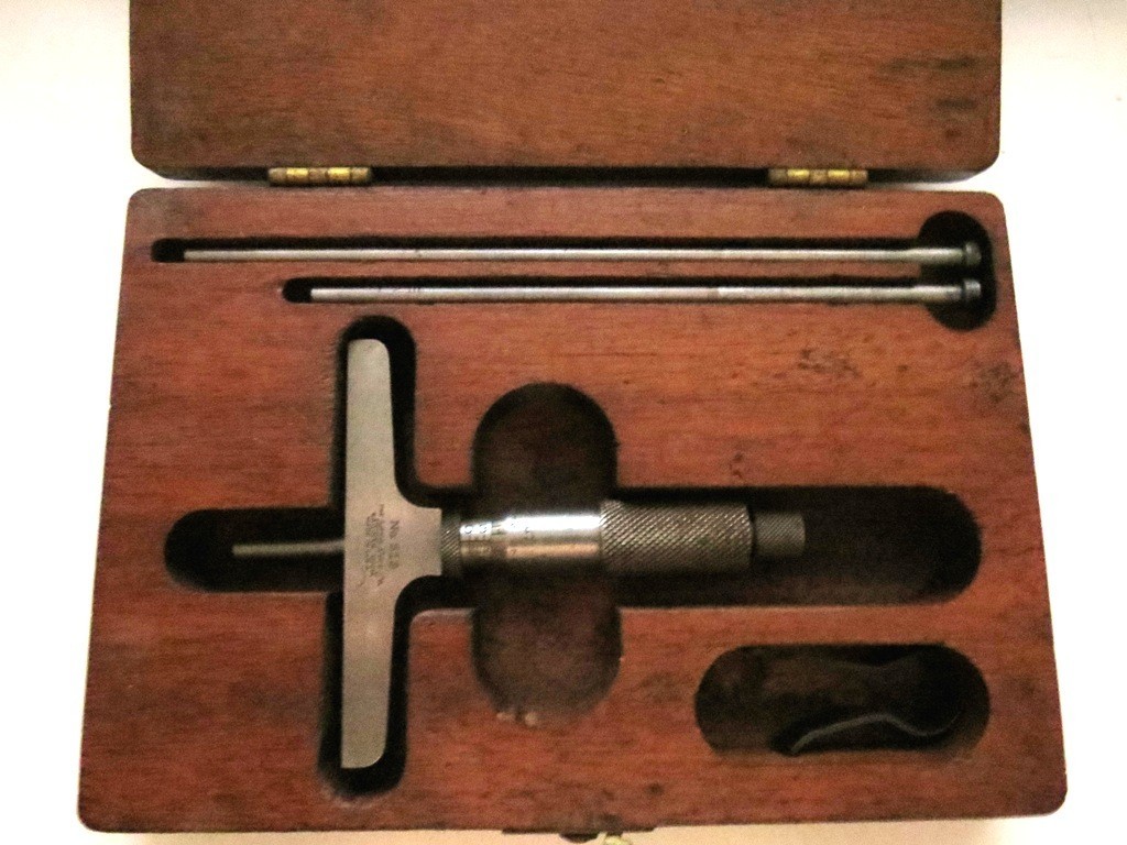 Vintage Lufkin Rule No. 513 0"- 3" Depth Micrometer Set In Box - NICE!
