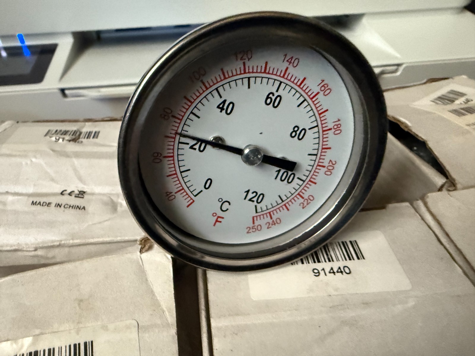 Moonshine Still Bimetallic  Thermometer, 0-250F, 2.5"Dial,1/2" NPT,