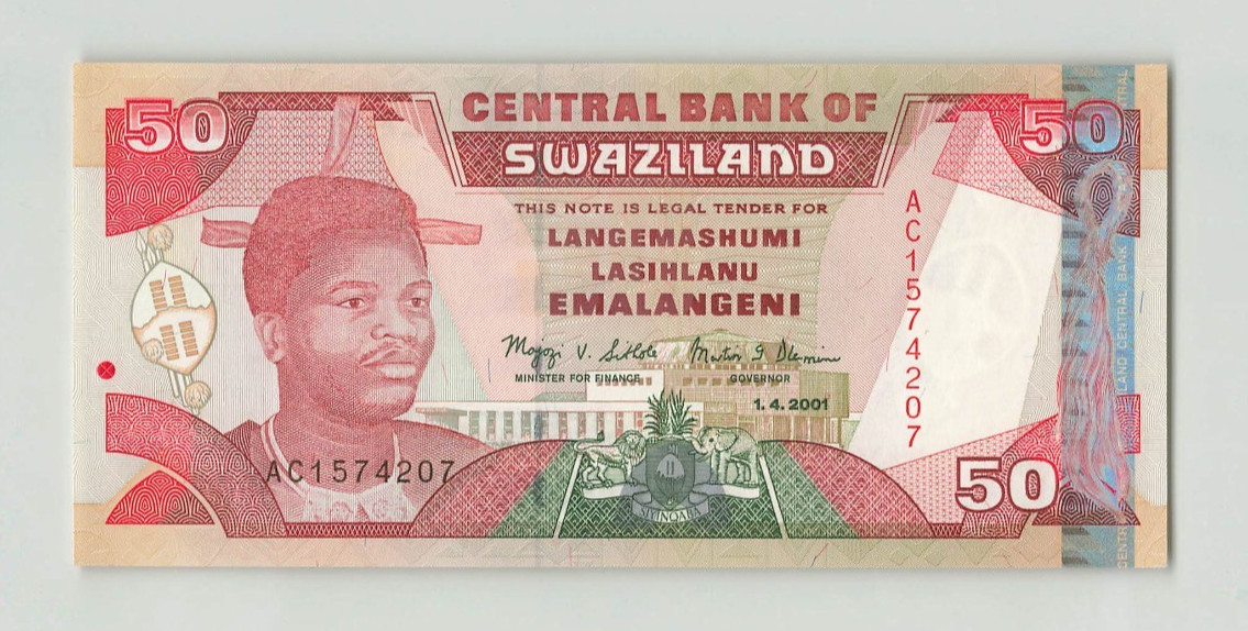 SWAZILAND 50 Emalangeni 2001, P-31, G&D Print, Original UNC, AAC1574207.  R1