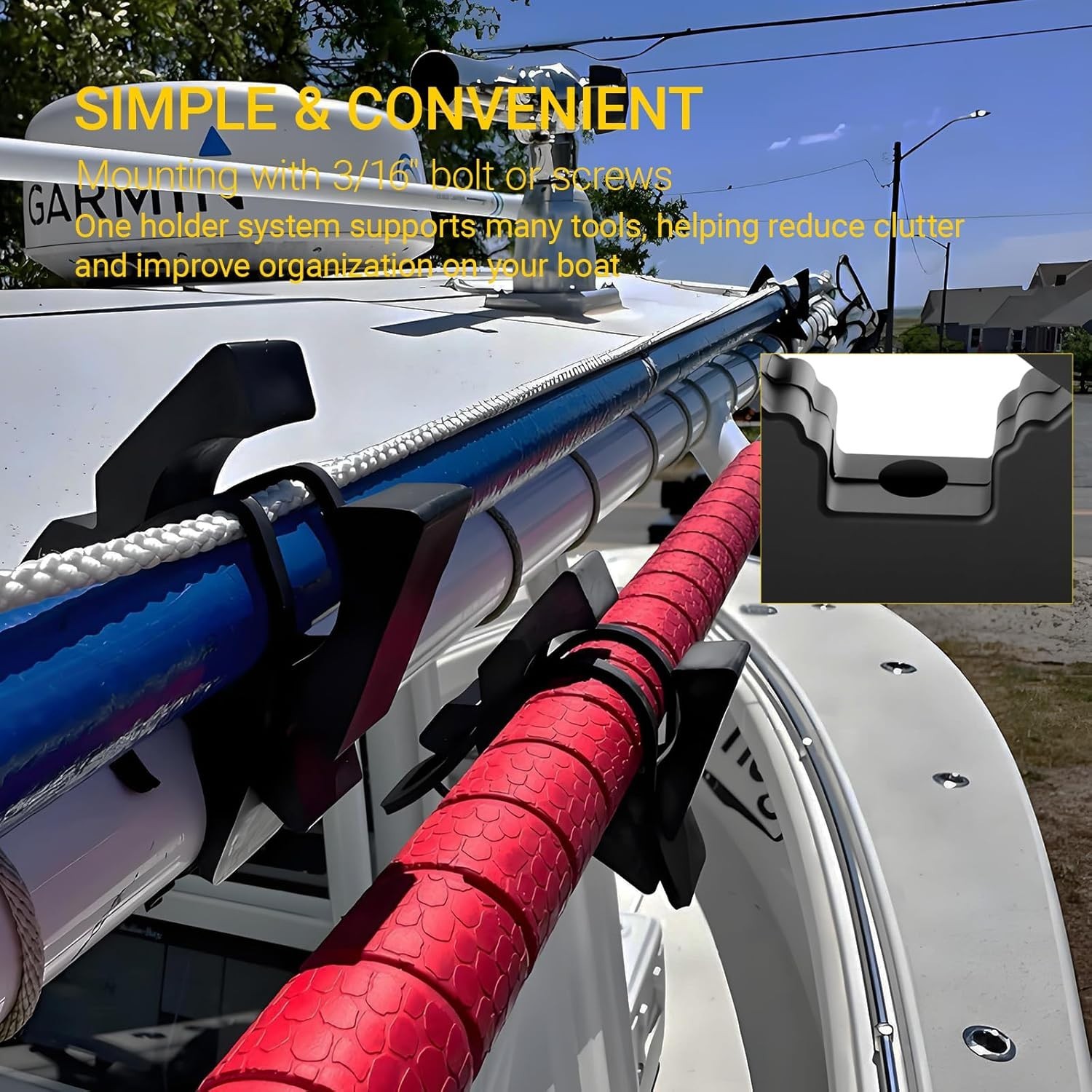 Quick Release Boat Hook Holders with Rubber Spring Strap,Marine Holder 2 Pcs