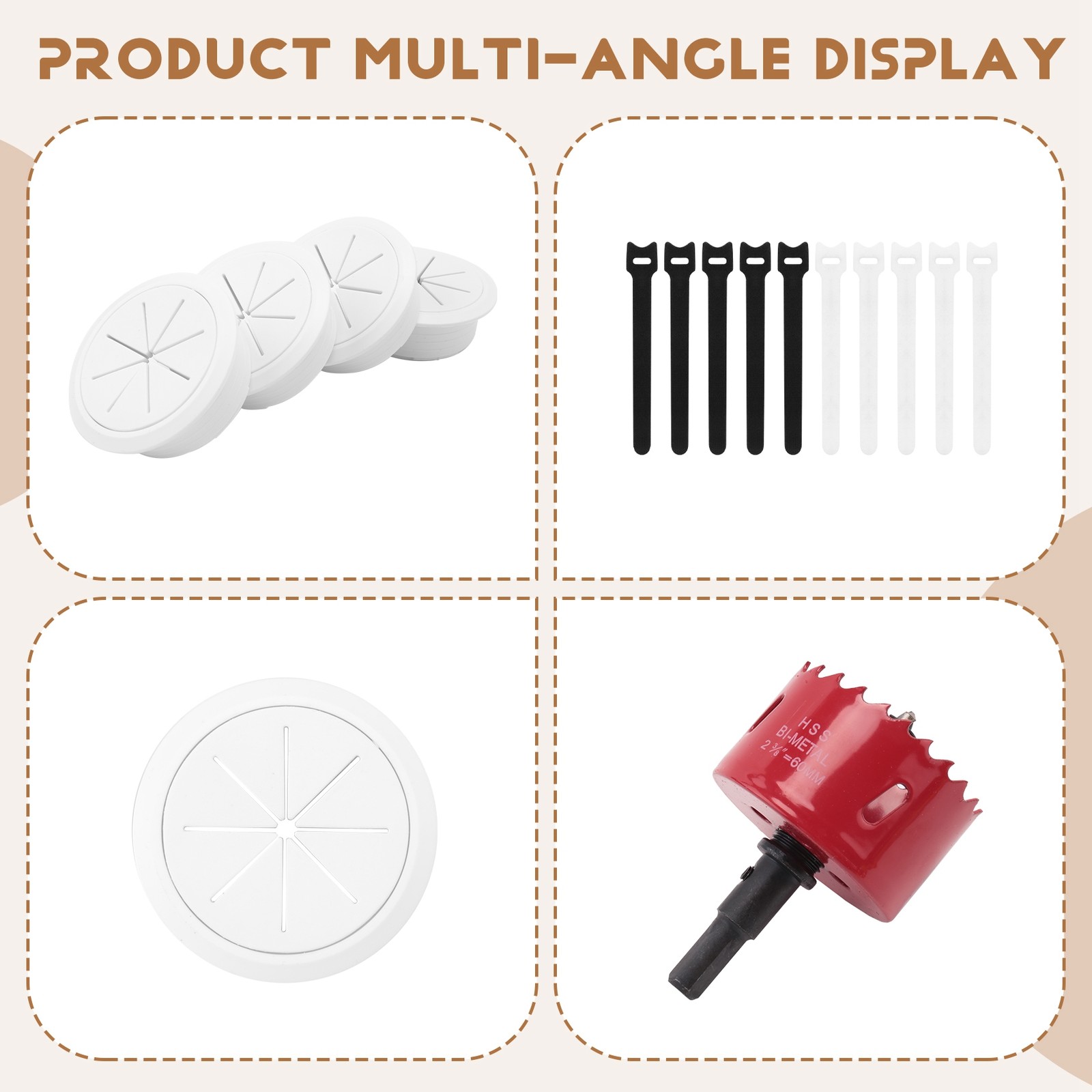 4 Pack Wire Concealer for Wall Mounted , 2-3/8 Inch (60Mm Hole) Wall Wire5611
