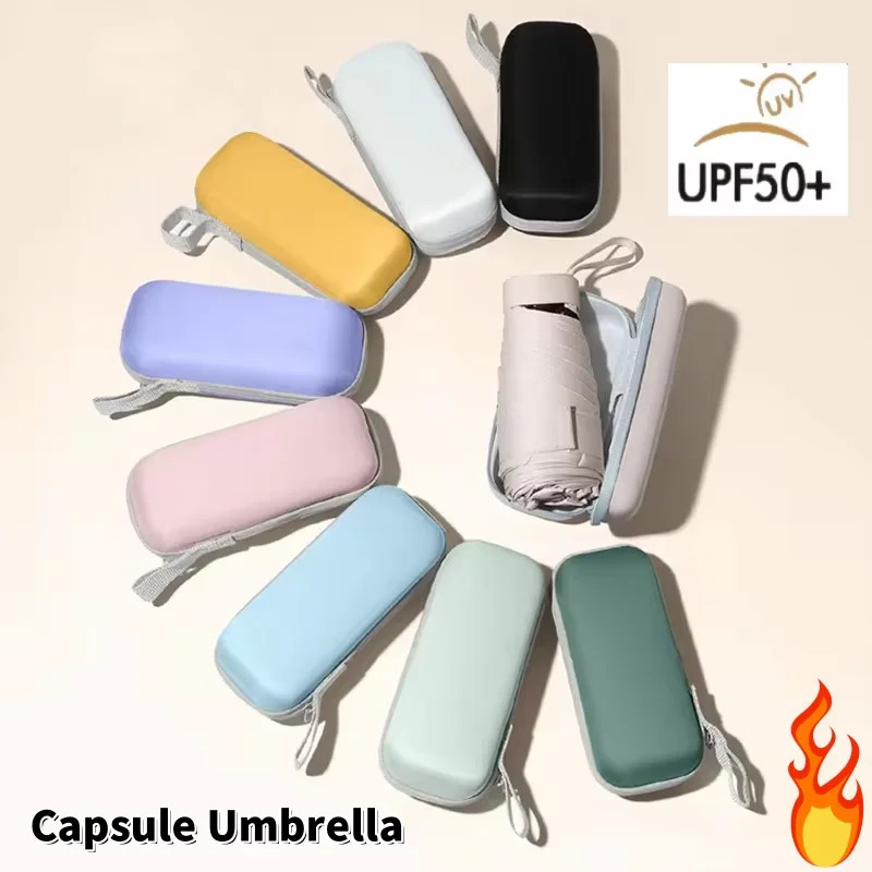 Automatic Folding Umbrella Mini Compact Black Coating Sun Rain Travel Umbrellas
