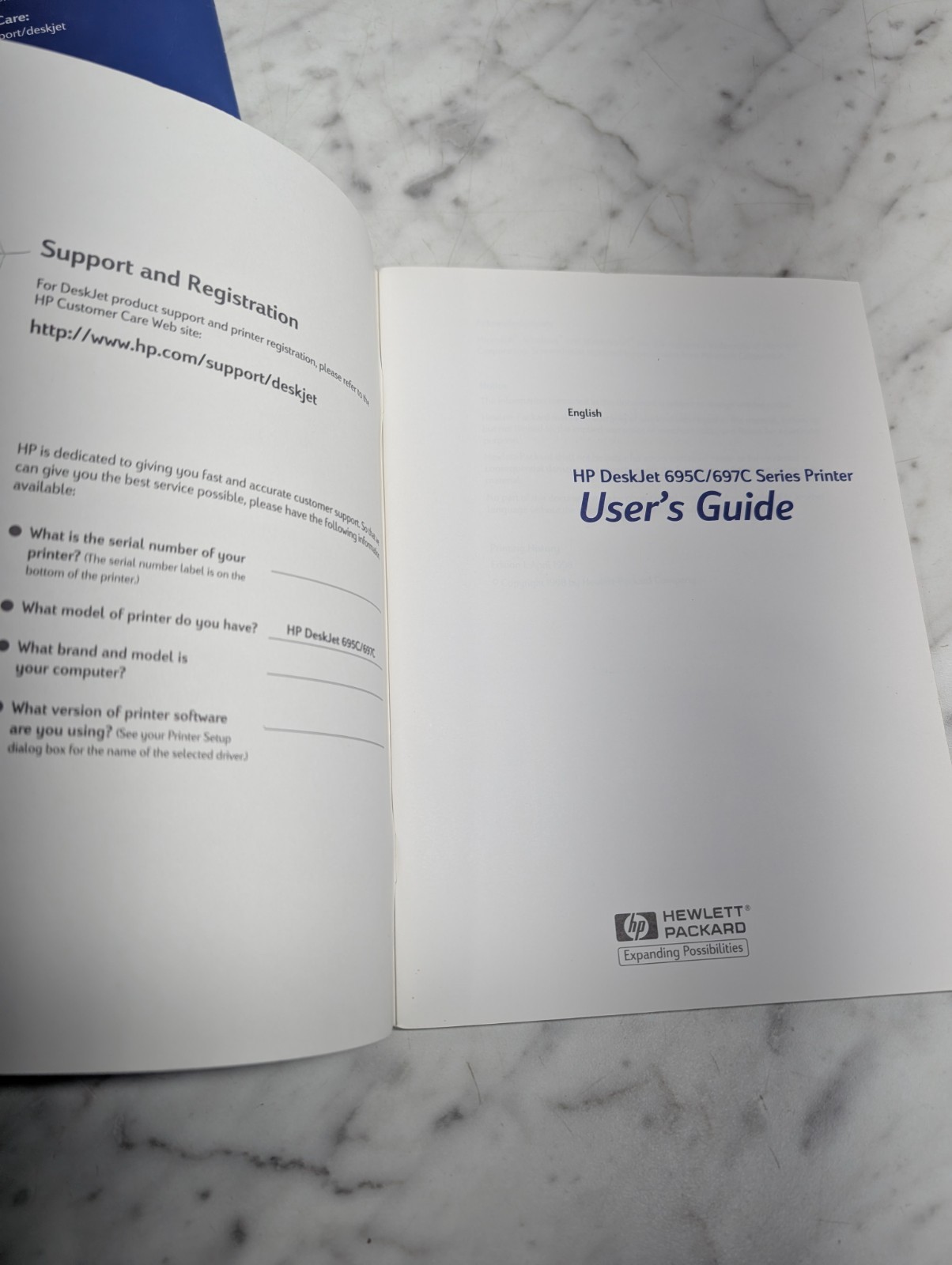 HP DeskJet 695C/697C Series Printer User's Guide Manual Hewlett Packard