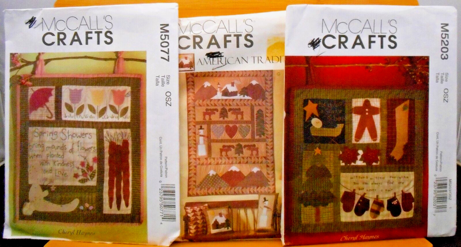3 New McCalls Wall Quilt Patterns M5077-8327-M5203 Christmas Winter Spring+