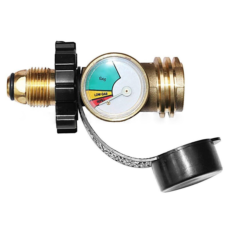 POL LP Tank to QCC1 Propane Tank Adapter Converts w/Indicator Pressure Gage