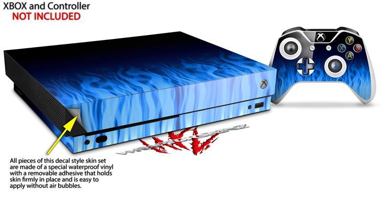 Skin Set for XBOX One X Fire Blue