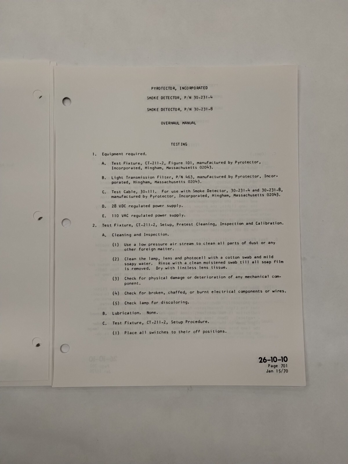 Pyrotector Incorporated Smoke Detector Overhaul Manual-Original