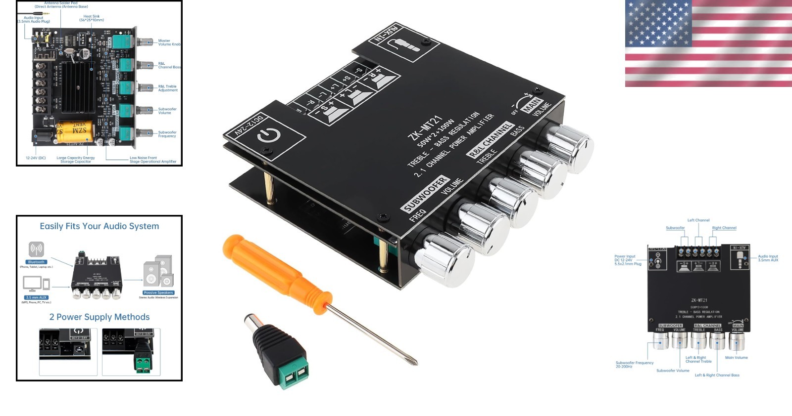 Powerful 200W Mini Bluetooth Amplifier Board with Bass & Treble Control