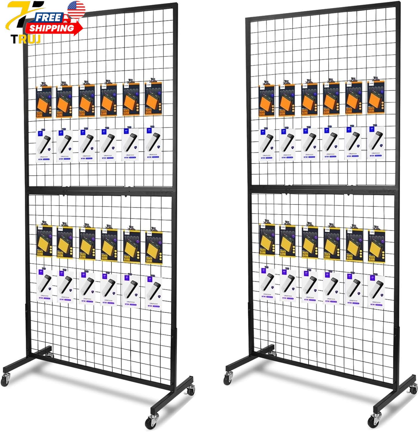 Grid Wall Panels 2 Packs 3'x 6' Grid Wall Panels Stand with T-Base Black Wire