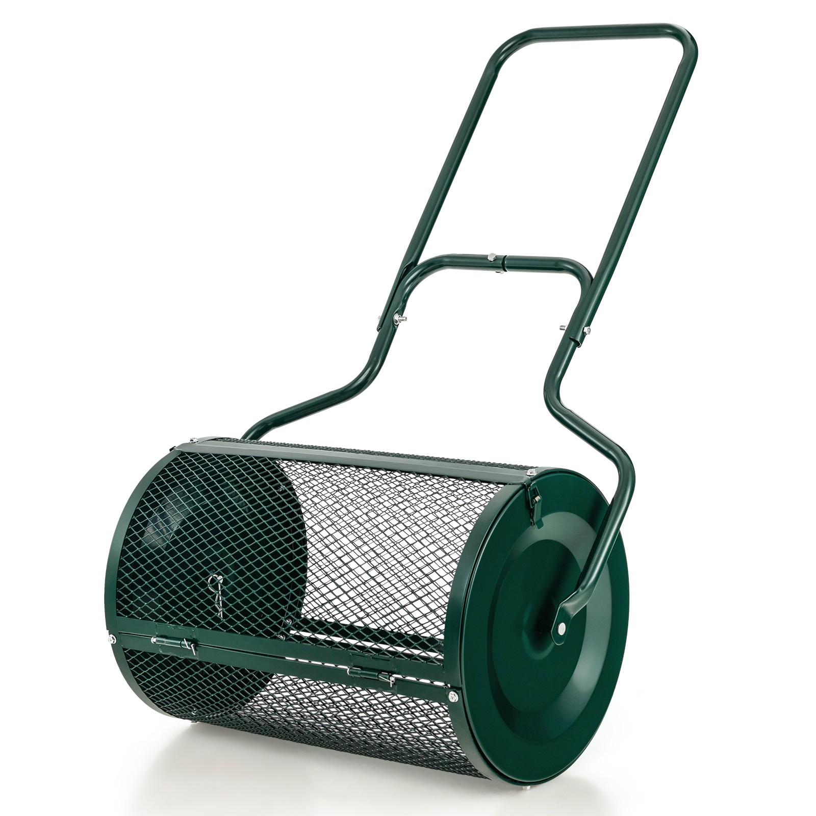 24" Peat Moss Spreader Compost Spreader w/ Upgrade Side Latches & U-shape Handle