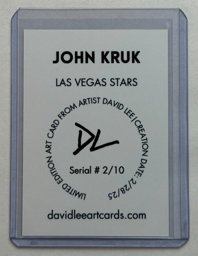 John Kruk Limited Edition Artist Signed "Las Vegas Stars" Trading Card 2/10