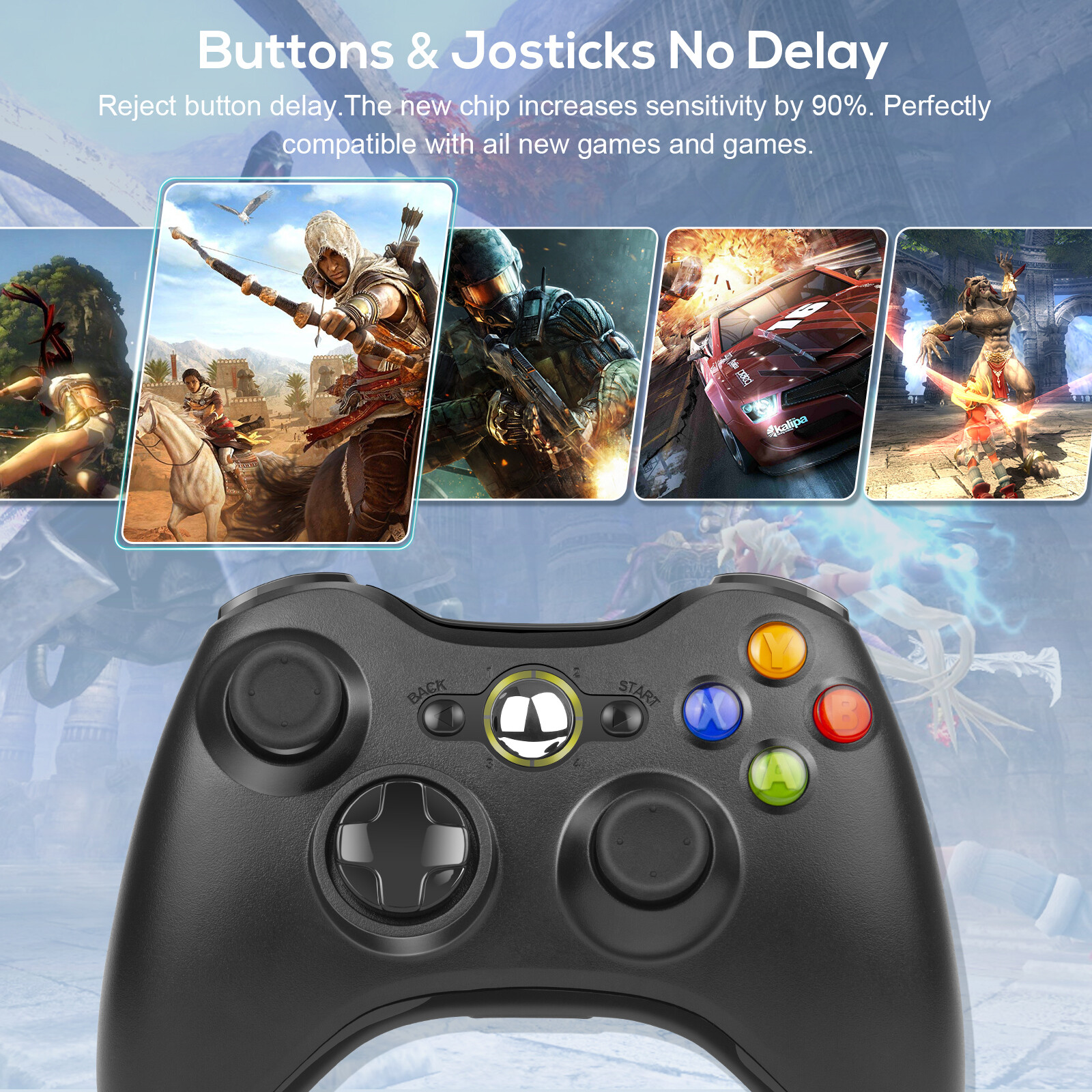 Wireless Game Controller Gamepad for Microsoft XBOX 360/360Slim/E PC WIN 7 8 10