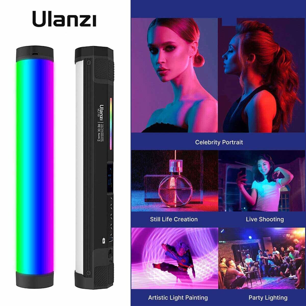 Ulanzi VL110 RGB Portable RGB Tube Light Magnetic LED Video Light 2500K-9000K