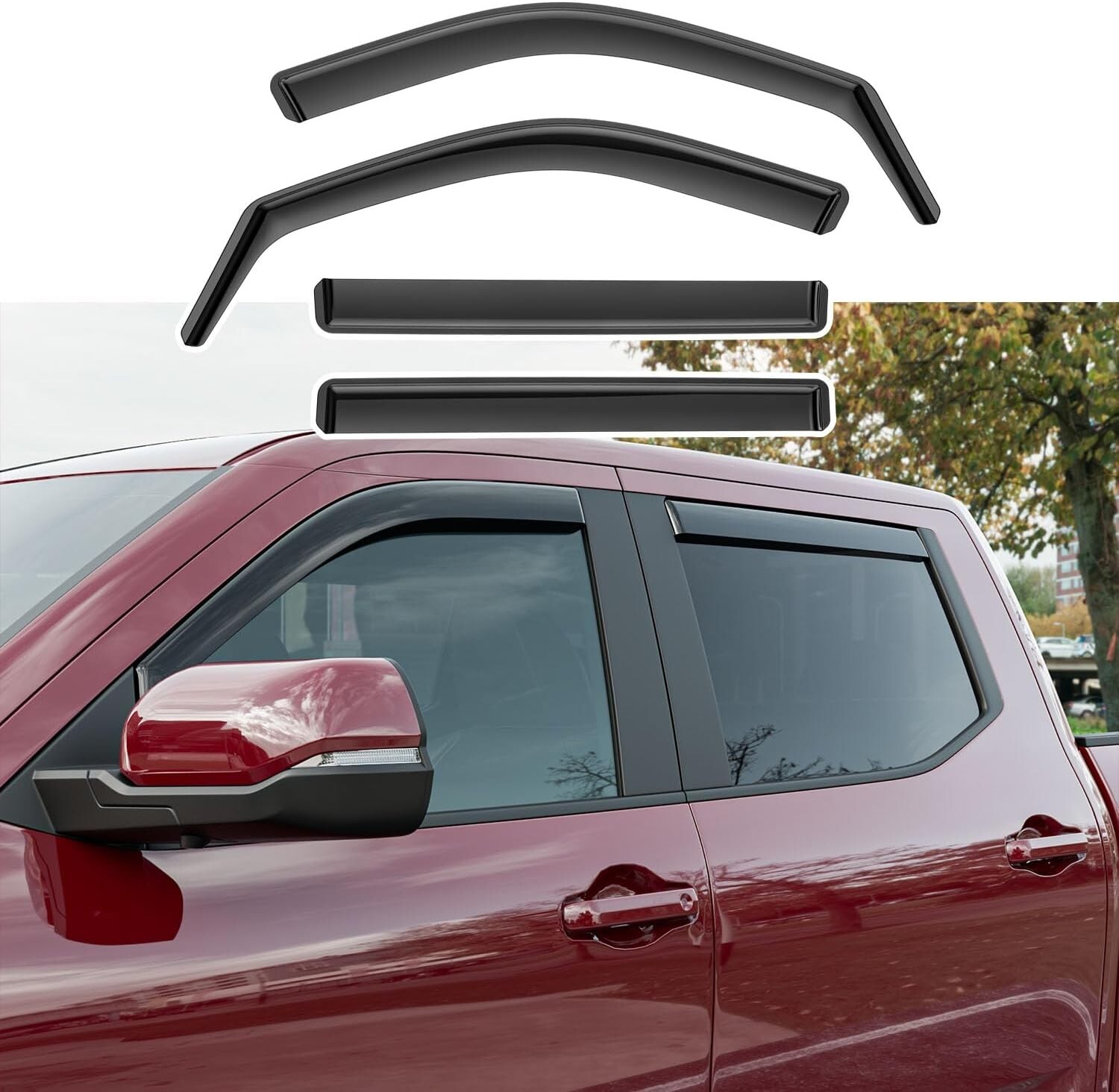 Side Window Visor Deflector Visor Trim Cover For 2022-2026 Toyota Tundra CrewMax