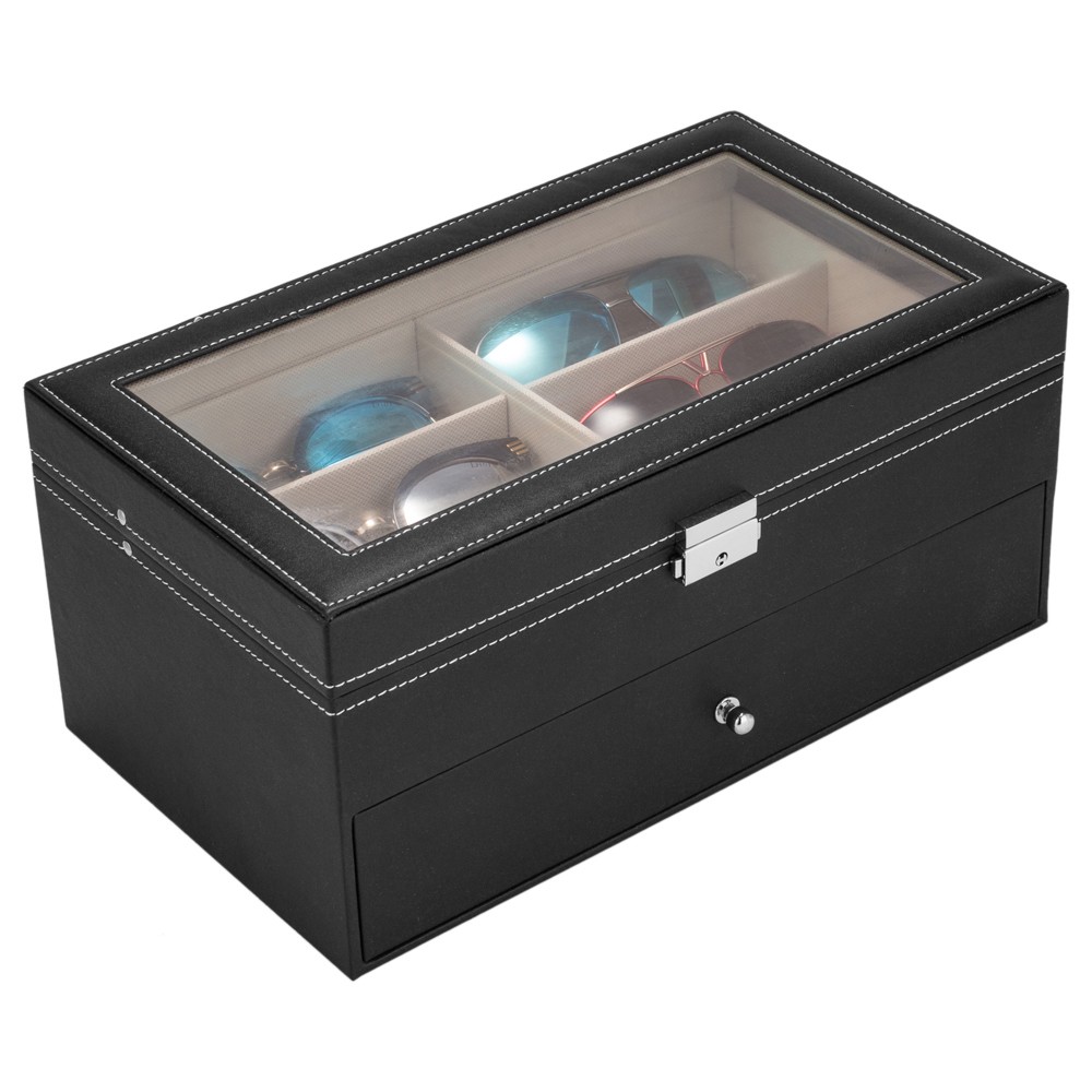 12 Piece Eyeglasses Storage and Glasses Display Drawer Lockable Case Organizer