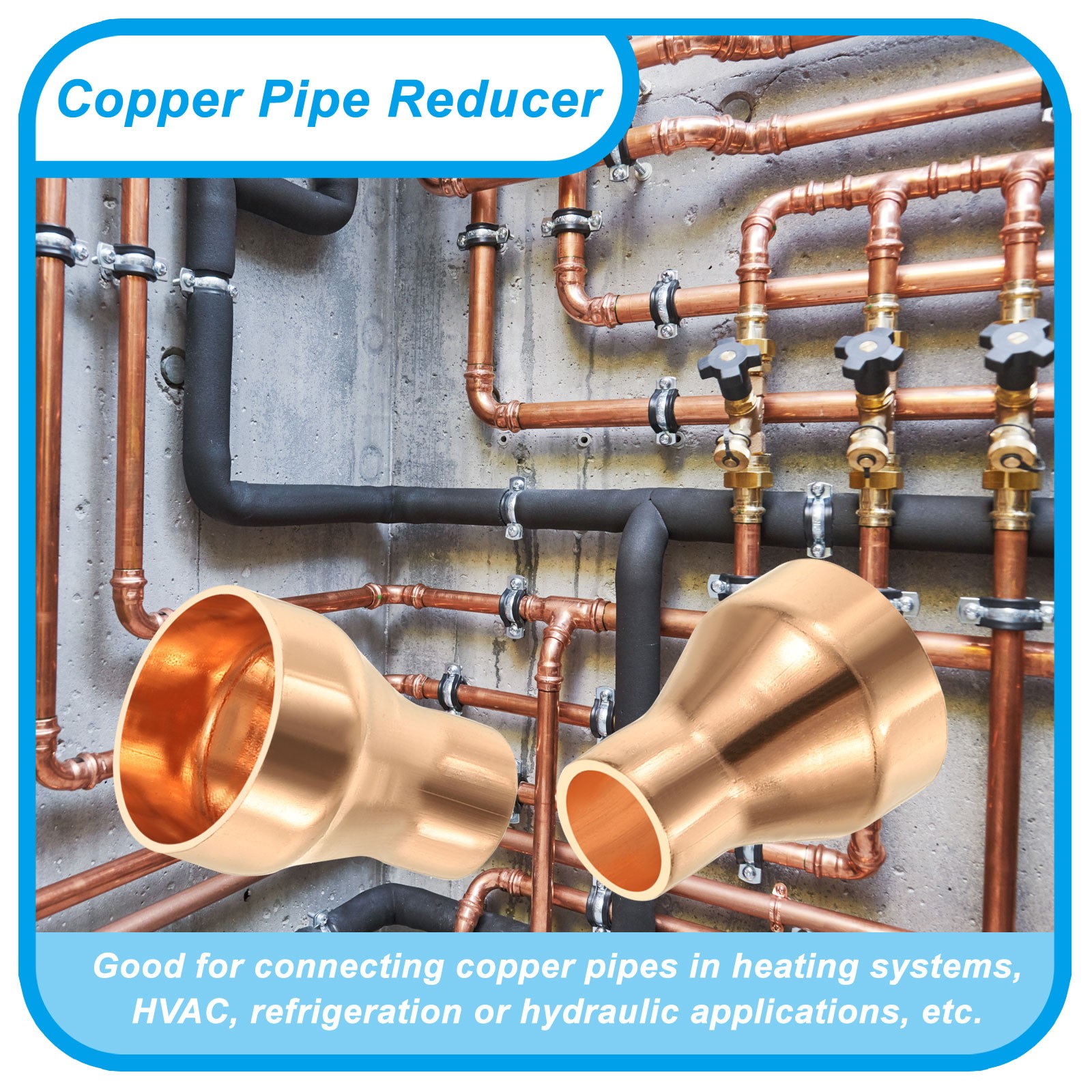 5/8" to 1/4" Nominal Size Copper Reducer Fitting Pipe Connector Adapter