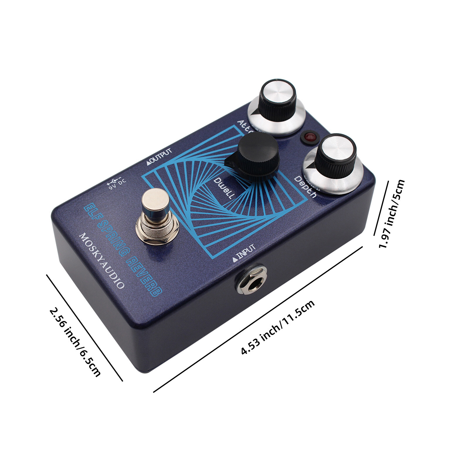 MOSKYAUDIO ELF SPRING REVERB Guitar Effect Pedal Attack/Depth Knob Slapback/Echo
